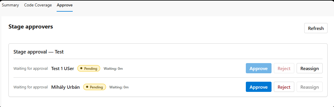 Pending stage approvals